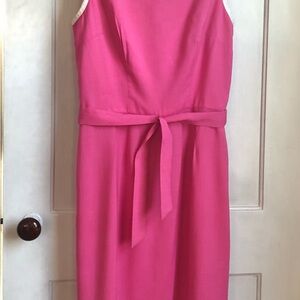 Vintage Parade Cotton Linen Tsilored Pink Sleeveless Dress